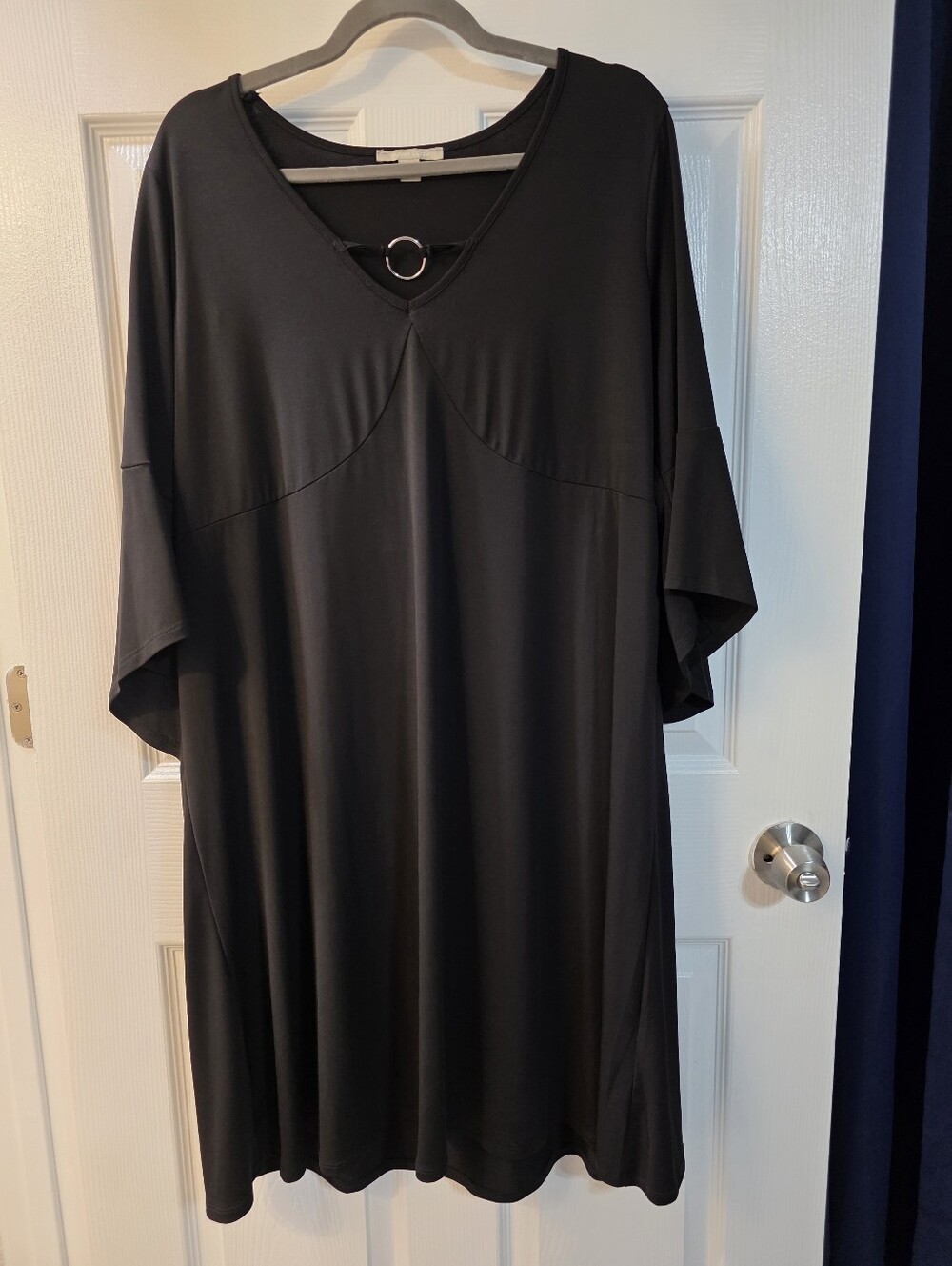 Sunny Leigh Black V-Neck Tunic with Ring Accent
